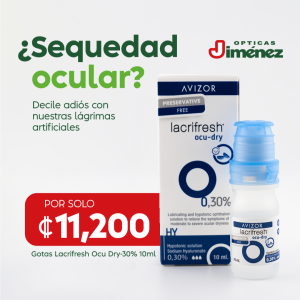 ¿Sequedad ocular? Decile adiós con nuestras lágrimas artificiales. Por solo once mil docientos colonesGotas Lacrifresh Ocu Dry, 0,30 por ciento de 10 ml.
